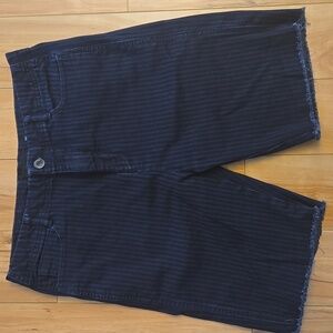 Karl Lagerfeld Mens Stripped Raw Hem Shorts Black/Navy Size 32